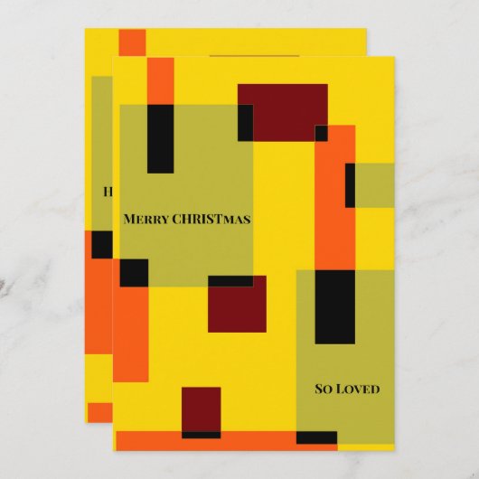 Geometrisch Abstract Groen Sinaasappel Geel Kerstm Feestdagenkaart (Voorkant / Achterkant)
