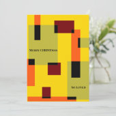 Geometrisch Abstract Groen Sinaasappel Geel Kerstm Feestdagenkaart (Staand voorkant)