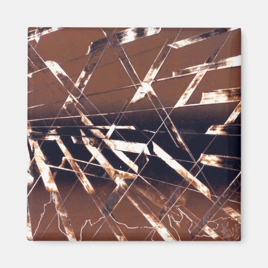 Geometrisch Abstract in bruin en zwart Magneet (Voorkant)