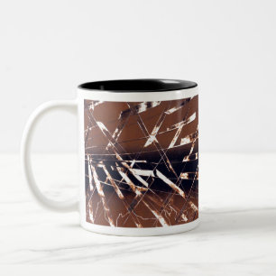 Geometrisch Abstract in bruin en zwart Tweekleurige Koffiemok