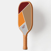 Geometrisch Abstract in Retro Kleuren met Initiale Pickleball Paddle (Links)