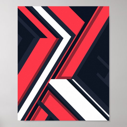 Geometrisch Abstract in rood, wit en zwart Poster (Voorkant)