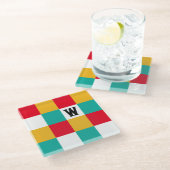 Geometrisch Abstract Kleurrijk Gepersonaliseerd Mo Glazen Onderzetter (Schuin)