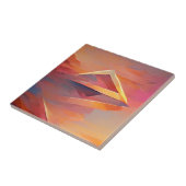 Geometrisch abstract kunstontwerp roos gouden zand tegeltje (Zijkant)