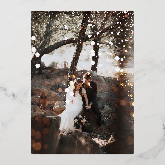 Geometrisch Abstract Lijst Gold Wedding Folie Uitnodiging (Achterkant)