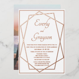 Geometrisch Abstract Lijst Roos Gold Wedding Folie Uitnodiging