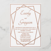 Geometrisch Abstract Lijst Roos Gold Wedding Folie Uitnodiging (Voorkant)