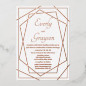 Geometrisch Abstract Lijst Roos Gold Wedding for Folie Uitnodiging (Voorkant)