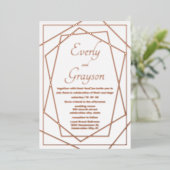 Geometrisch Abstract Lijst Roos Gold Wedding for Folie Uitnodiging (Staand Voorkant)