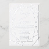 Geometrisch Abstract Lijst SILVER Wedding Folie Uitnodiging (Voorkant)