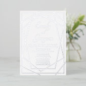Geometrisch Abstract Lijst SILVER Wedding Folie Uitnodiging (Staand Voorkant)