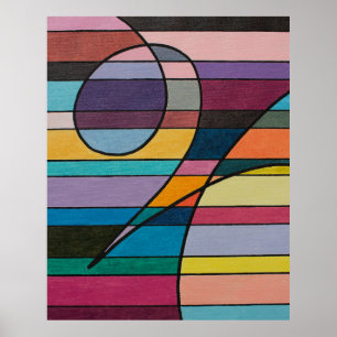 Geometrisch Abstract met gedurfde strepen en kromm Poster