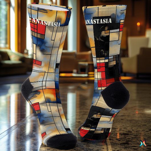 Geometrisch Abstract met gewaagde artistieke patro Sokken