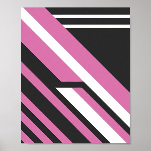 Geometrisch Abstract met roze en zwarte strepen Poster (Voorkant)