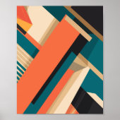 Geometrisch Abstract met Sinaasappel en diep Blauw Poster (Voorkant)