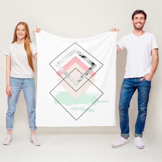 Geometrisch abstract ontwerp fleece deken (In situ)