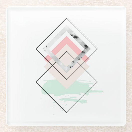 Geometrisch abstract ontwerp glazen onderzetter (Voorkant)