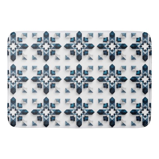 Geometrisch Abstract Ontwerp in Blauw en Wit Badmat (Voorkant)