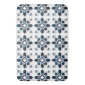 Geometrisch Abstract Ontwerp in Blauw en Wit Badmat (Voorkant Verticaal)