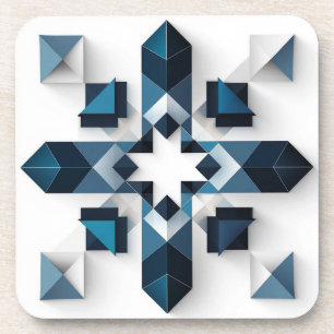 Geometrisch Abstract Ontwerp in Blauw en Wit Bier Onderzetter