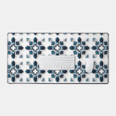 Geometrisch Abstract Ontwerp in Blauw en Wit Bureaumat (Keyboard & Muis)