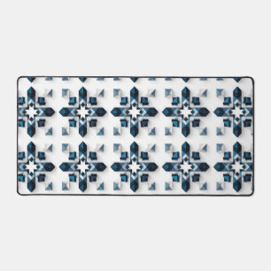 Geometrisch Abstract Ontwerp in Blauw en Wit Bureaumat