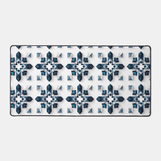 Geometrisch Abstract Ontwerp in Blauw en Wit Bureaumat (Voorkant)
