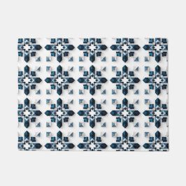 Geometrisch Abstract Ontwerp in Blauw en Wit Deurmat