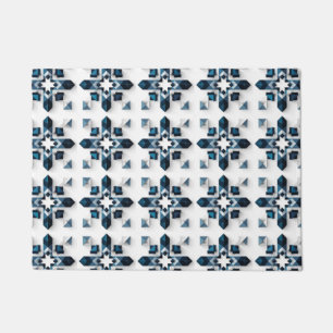 Geometrisch Abstract Ontwerp in Blauw en Wit Deurmat