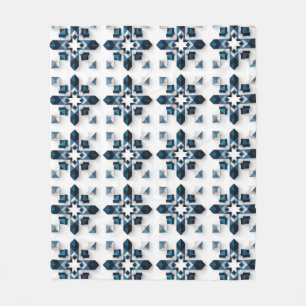 Geometrisch Abstract Ontwerp in Blauw en Wit Fleece Deken