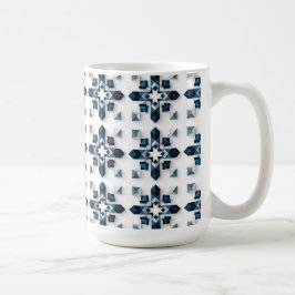 Geometrisch Abstract Ontwerp in Blauw en Wit Koffiemok