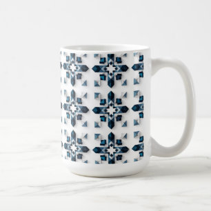 Geometrisch Abstract Ontwerp in Blauw en Wit Koffiemok