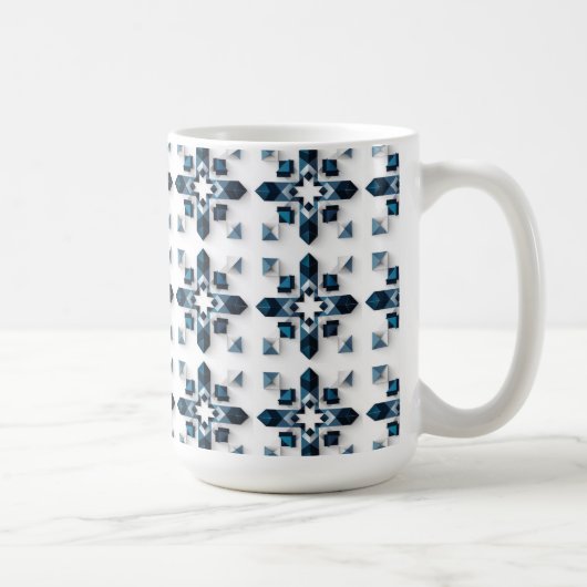 Geometrisch abstract ontwerp in blauw en wit koffiemok (Rechts)