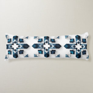 Geometrisch Abstract Ontwerp in Blauw en Wit Lichaamskussen