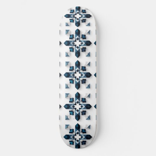Geometrisch Abstract Ontwerp in Blauw en Wit Persoonlijk Skateboard (Voorkant)