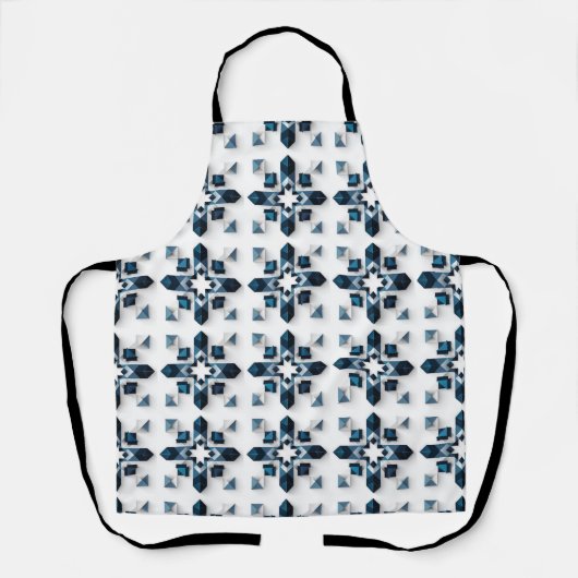 Geometrisch Abstract Ontwerp in Blauw en Wit Schort (Voorkant)