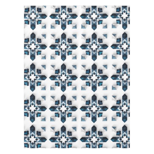 Geometrisch abstract ontwerp in blauw en wit tafelkleed (Voorkant)