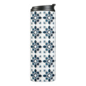 Geometrisch Abstract Ontwerp in Blauw en Wit Thermosbeker (Gedraaid links)