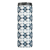 Geometrisch Abstract Ontwerp in Blauw en Wit Thermosbeker (Achterkant)