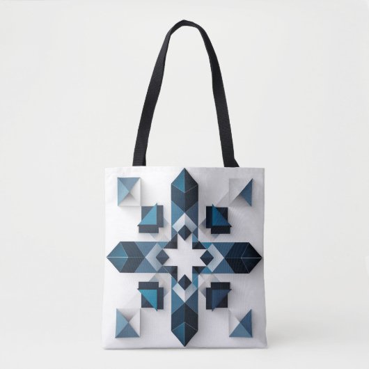Geometrisch Abstract Ontwerp in Blauw en Wit Tote Bag (Voorkant)