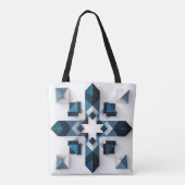 Geometrisch Abstract Ontwerp in Blauw en Wit Tote Bag (Achterkant)