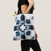 Geometrisch Abstract Ontwerp in Blauw en Wit Tote Bag (Dichtbij)