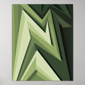 Geometrisch abstract ontwerp in groene tinten poster