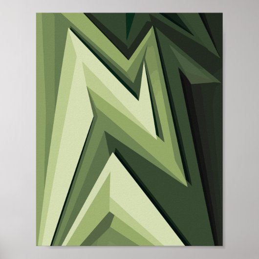 Geometrisch abstract ontwerp in groene tinten poster (Voorkant)