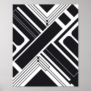 Geometrisch Abstract Ontwerp in Zwart en Wit Poster