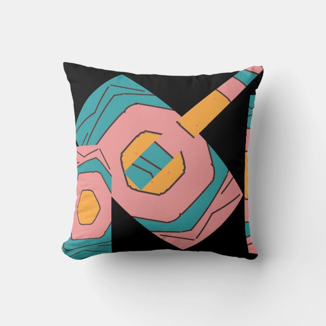 Geometrisch abstract ontwerp Turquoise, goud, roze Kussen (Voorkant)