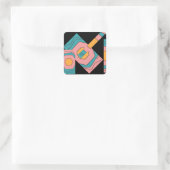 Geometrisch abstract ontwerp Turquoise, goud, roze Vierkante Sticker (Tas)