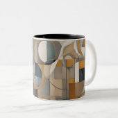 Geometrisch abstract ontworpen koffie-mok tweekleurige koffiemok (Voorkant rechts)