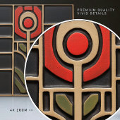 Geometrisch Abstract Oranje bloem midden eeuw Tegeltje