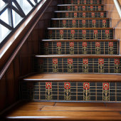 Geometrisch Abstract Oranje bloem midden eeuw Tegeltje